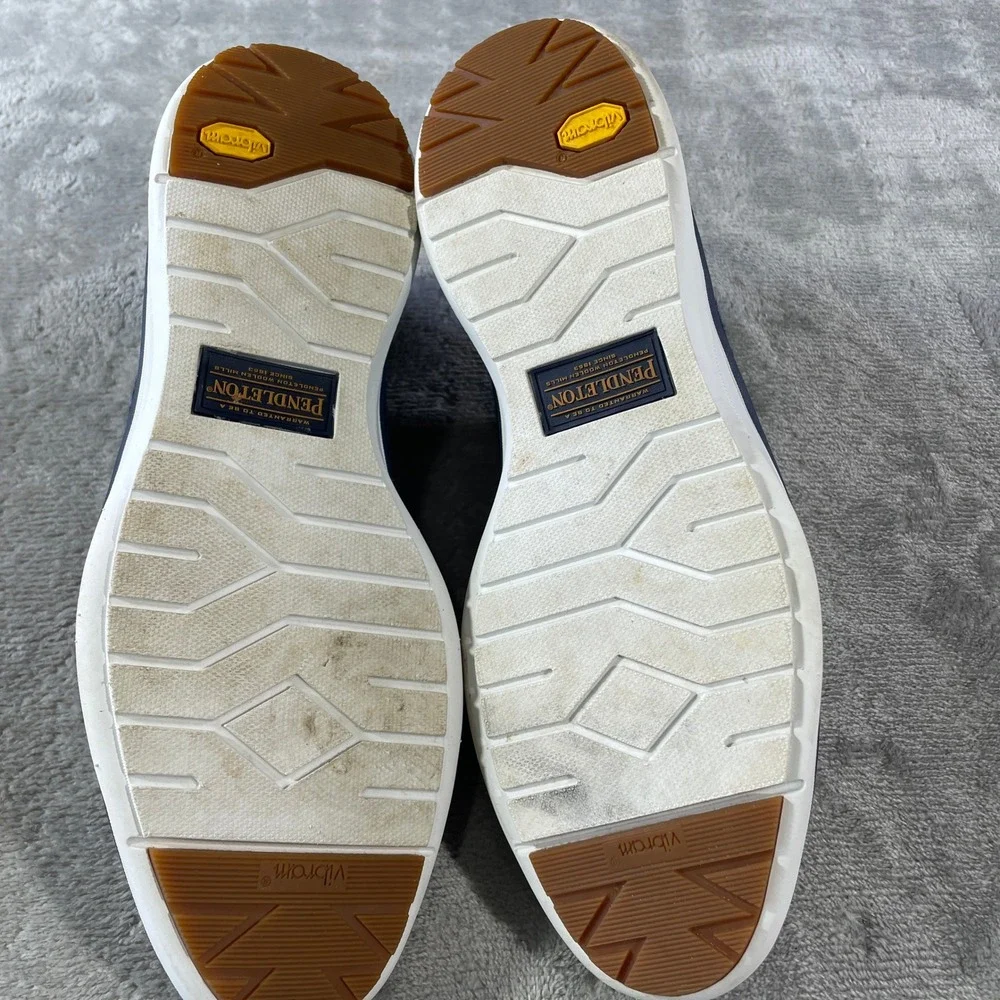 Pendleton Wool Sneakers Shoes Men 9.5 Navy Blue Lace‎ Up Vibram Sole Casual